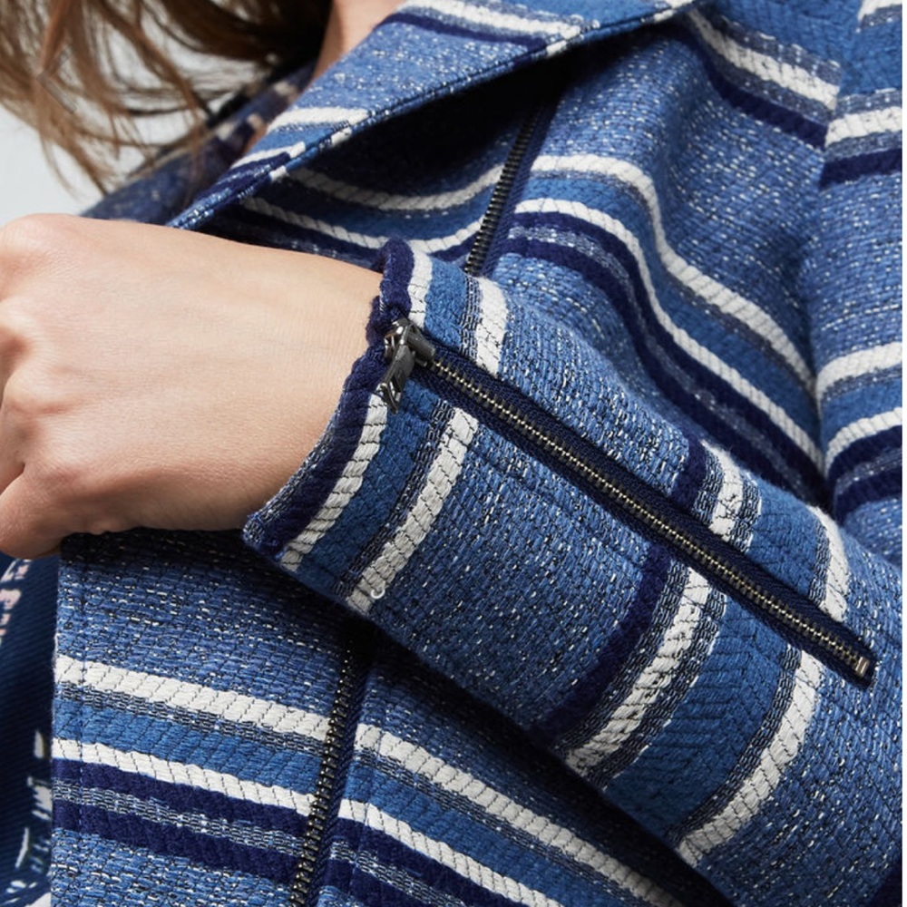 BCBGMaxazria Novak Striped Moto Jacket - Picture 2 of 6